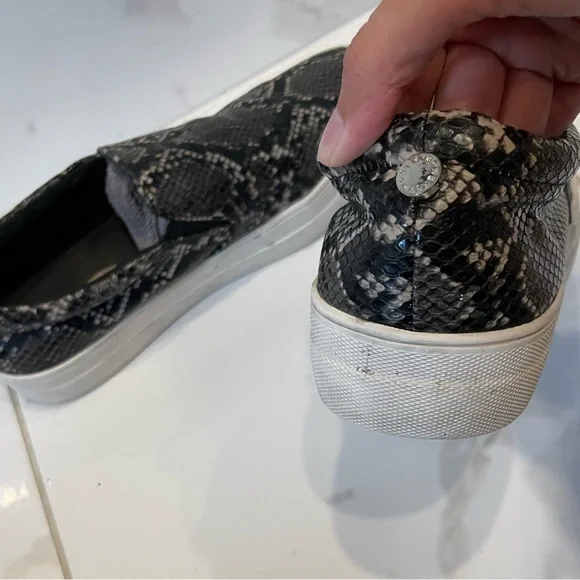 Steven Madden. | Neutral Colour Snake Print Slip On Flat Shoes - Picture 12 of 15